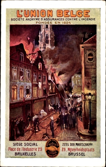Postcard The Belgian Union, Anonymous Fire Insurance Company