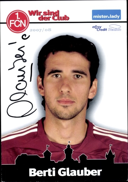Sammelbild Fußballspieler Berti Glauber, 1. FC Nürnberg