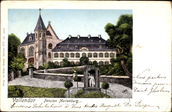 Illuminated window Postcard Vallendar Rhineland Palatinate, Pension Marienburg