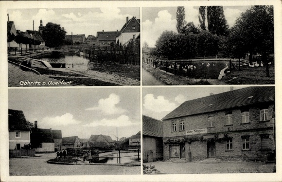 Ak Göhritz bei Querfurt, Straßenansicht, Gasthof, Teich