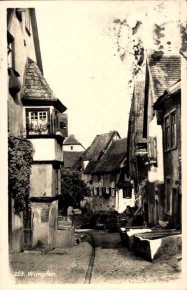 Postcard Wimpfen am Berg Bad Wimpfen am Neckar, old town alley, half-timbered houses, narrow street, nostalgic