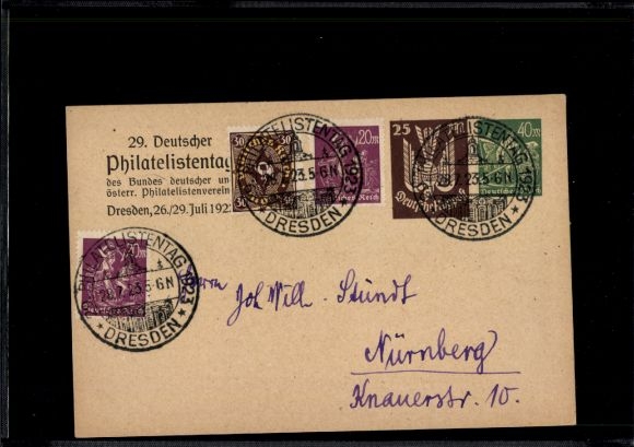 Postwaardestuk Ak PP 74 C 1, 29e Duitse Filatelistendag 1923
