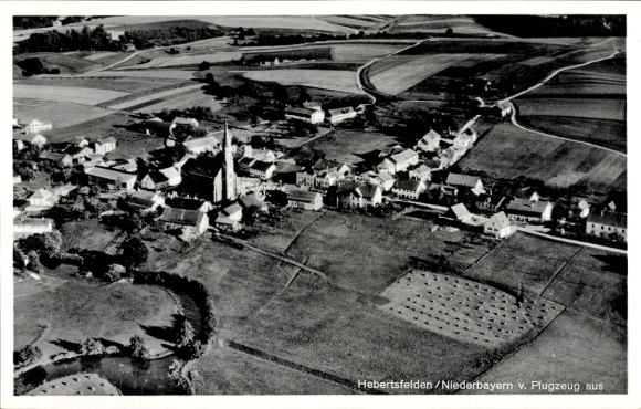 Postcard Hebertsfelden Lower Bavaria, aerial photograph