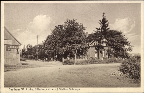 Postcard Billerbeck Schnega im Wendland, inn, street section