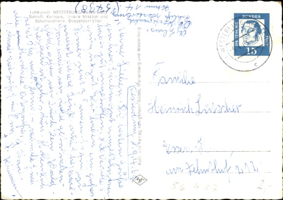 Postcard Westerburg in the Westerwald, castle, spa house, Inner Mission, school camp Düsseldorf-Eller