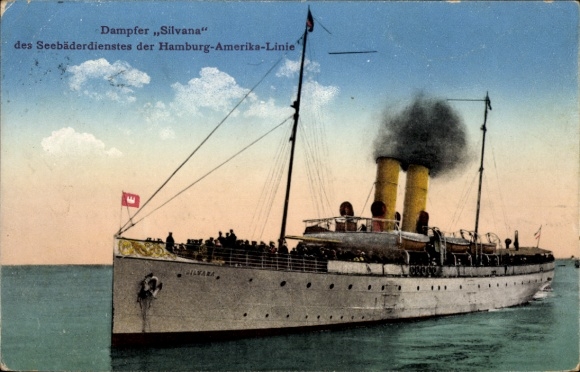 Postcard HAPAG steamer Silvana, seaside resort ship