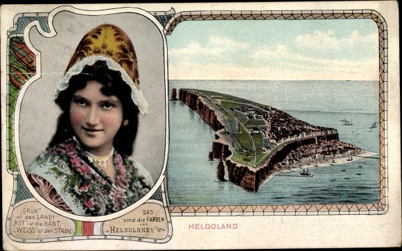 PC Heligoland in Schleswig Holstein, total view and portrait, saying the country is green