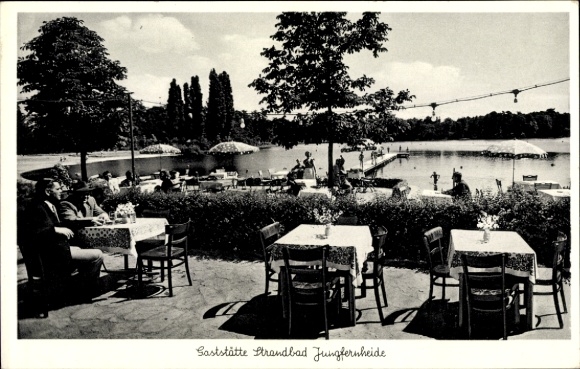 Postcard Berlin Spandau Siemensstadt, Restaurant-Lido Jungfernheide, Volkspark