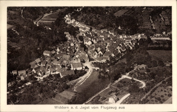 Postcard Widdern an der Jagst, aerial photograph