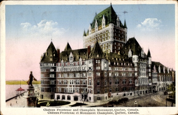KP Quebec Kanada, Chateau Frontenac, Pomnik Champlaina