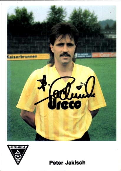 Autogrammkarte Fußballer Peter Jakisch, Alemannia Aachen, Autogramm