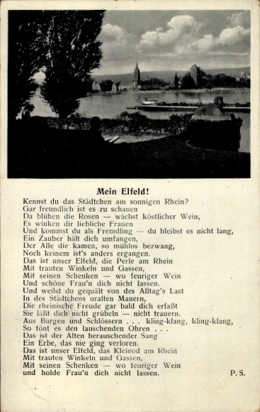 Ak Elfeld, Panorama, Gedicht Mein Elfeld