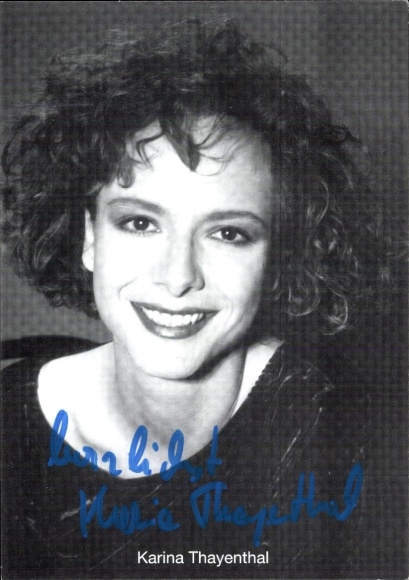 Postcard actress Karina Thayenthal, portrait, autograph