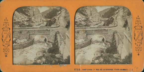 Stereo Photo Eaux Bonnes Pyrénées Atlantiques, Pont d&#39;Aas, Rue de la Cascade