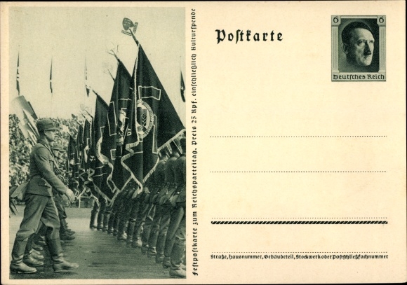 Ganzsachen Ak Nürnberg, Reichsparteitag 1937, Reichsarbeitsdienst, Arbeitsmänner, RAD Aufmarsch