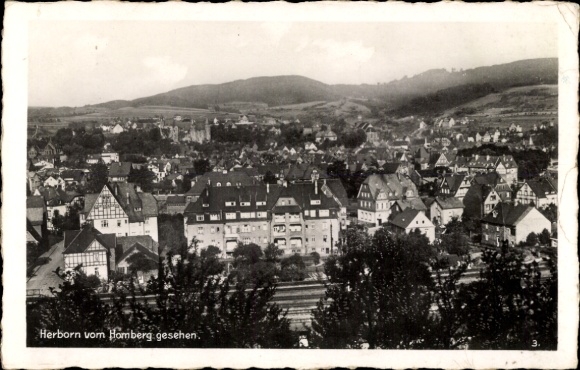 Postcard Herborn in Hesse, city view from Homberg