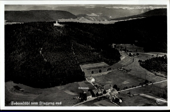 Ak Fohrenbühl Lauterbach im Schwarzwald, Fohrenbühl, Gasthaus Schwanen, Fliegeraufnahme