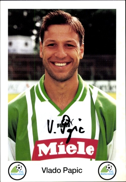 Autogrammkarte Fußballer Vlado Papic, FC Gütersloh, Autogramm
