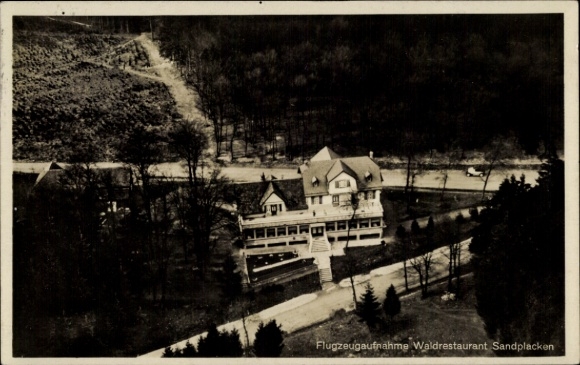 Postcard Sandplacken Oberursel in the Taunus Hesse, forest restaurant, aerial photo