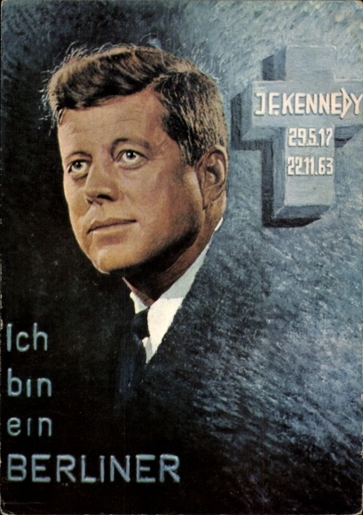Künstler Ak Richter, E., John F. Kennedy, US Präsident, Ich bin ein Berliner, Gedenkkarte