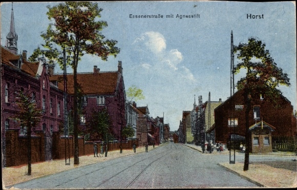 Postcard Horst Gelsenkirchen in the Ruhr area, Essener Straße, Agnesstift