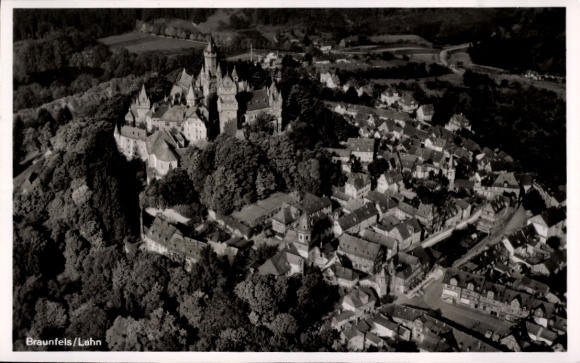 Postcard Braunfels on the Lahn, aerial photograph