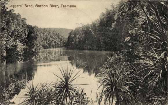 Postcard Tasmania Australia, Loggers Bend, Gordon River
