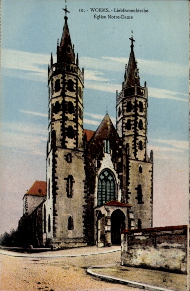 Postcard Hochheim Worms am Rhein, Church of Our Lady