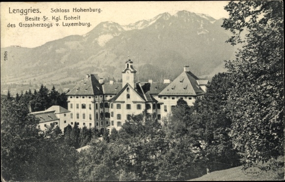 Postcard Lenggries in Upper Bavaria, Hohenburg Castle, summer residence of the Grand Duke of Luxembourg