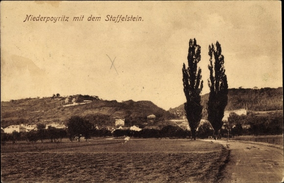 Postcard Dresden Niederpoyritz, view of the town with Staffelstein