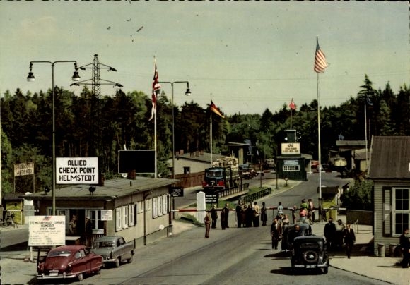 Postcard Helmstedt in Lower Saxony, zone border, motorway checkpoint, Allied Check Point
