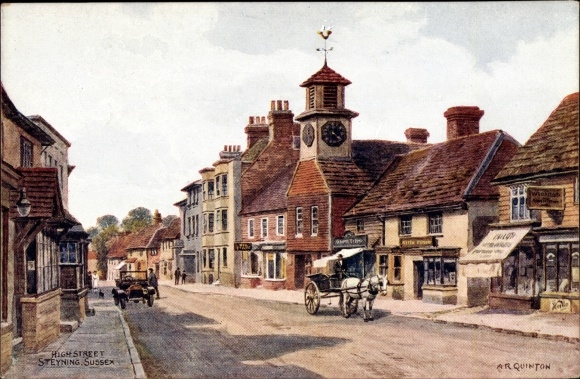 Artist Postcard Quinton, Steyning Horsham West Sussex England, High Street