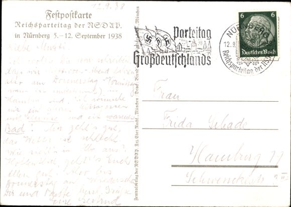 Postcard Reich Party Rally of the NSDAP Nuremberg 1938
