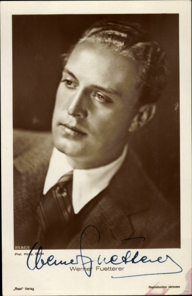 Postcard actor Werner Fuetterer, portrait, autograph
