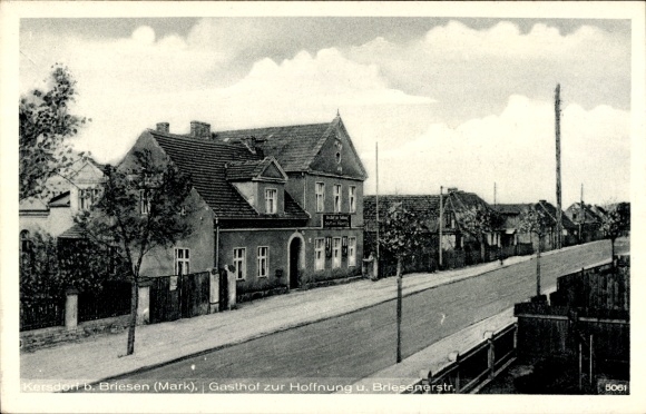 Postcard Kersdorf Briesen in der Mark, Gasthof zur Hoffnung, Briesenerstraße