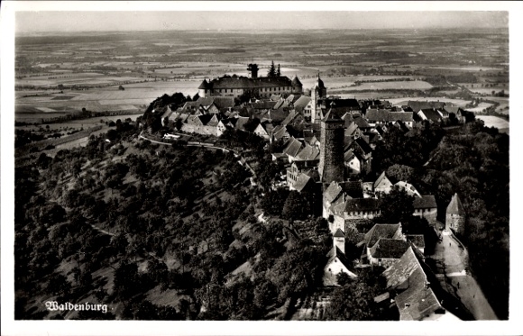 Postcard Waldenburg in Württemberg, aerial photograph