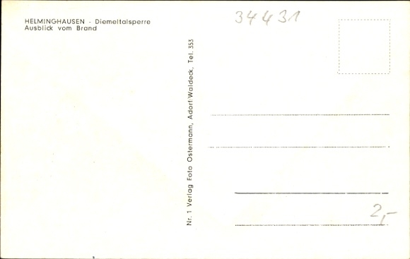 Postcard Helminghausen Marsberg in Sauerland, Diemeltalsperre, view from Brand