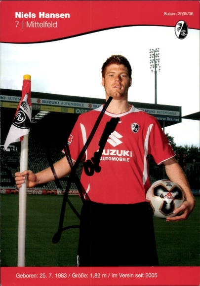 Autogrammkarte Fußballer Niels Hansen, SC Freiburg, Autogramm