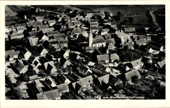 Postcard Westheim Illesheim in Middle Franconia, aerial photograph