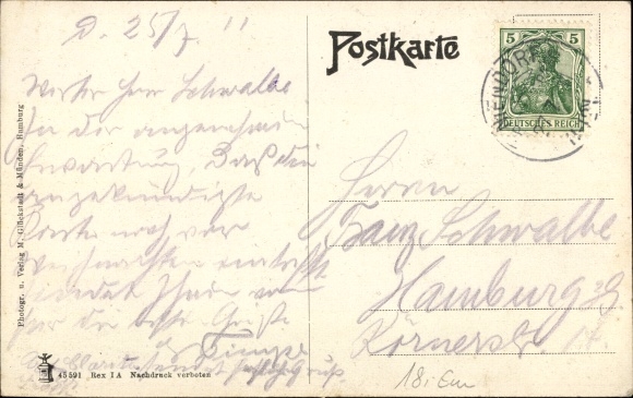 Postcard Hamburg Eimsbüttel Niendorf, inn and bakery