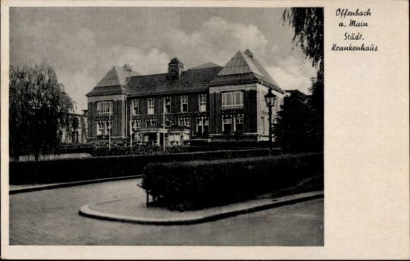 Postcard Offenbach am Main Hessen, Municipal Hospital