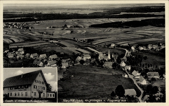 Postcard Wittorf Kr. Lüneburg Lower Saxony, aerial view of Neuhausen, guesthouse 2. Kreuz, rural L