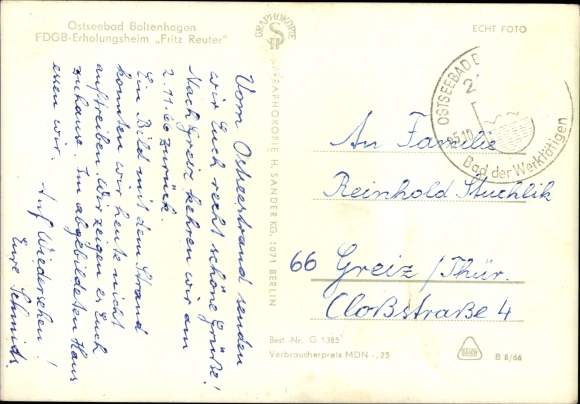 Postcard Ostseebad Boltenhagen, FDGB convalescent home Fritz Reuter, buses