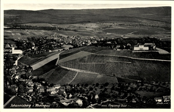 Postcard Johannisberg Geisenheim am Rhein Hesse, aerial photograph