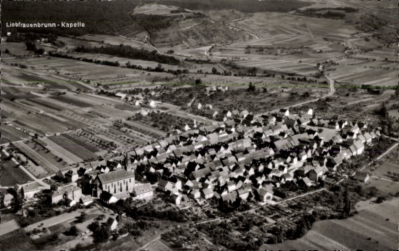 Postcard Werbach ad Tauber, aerial photograph