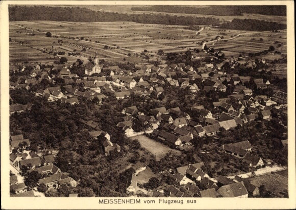 Postcard Meißenheim am Rhein Baden, aerial photograph