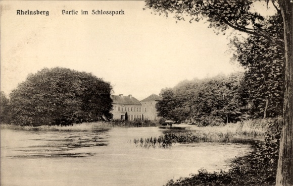 Postcard Rheinsberg in der Mark, castle park, buildings, water, trees, nature