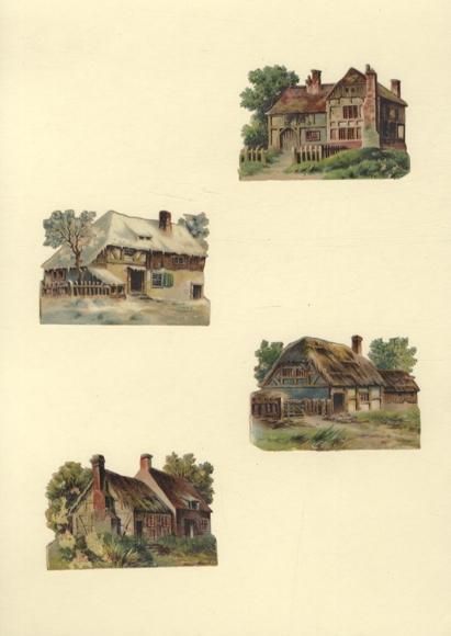 4 wafers half-timbered houses, each approx. 5.5 x 8 cm