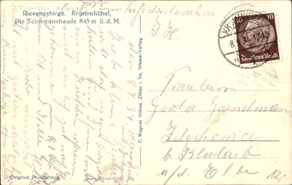 Postcard Karpacz Krummhübel Giant Mountains Silesia, Berghotel Teichmannbaude