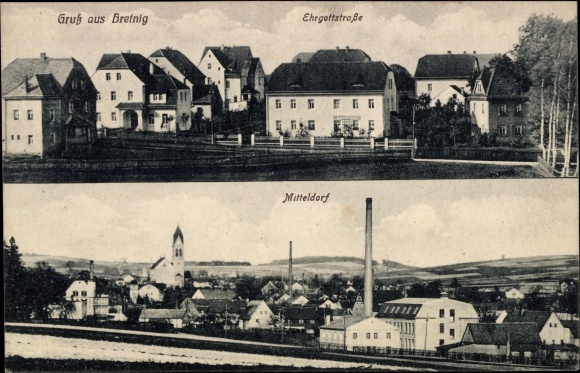 Postcard Bretnig Hauswalde in the district of Bautzen, Ehrgottstraße, Mitteldorf